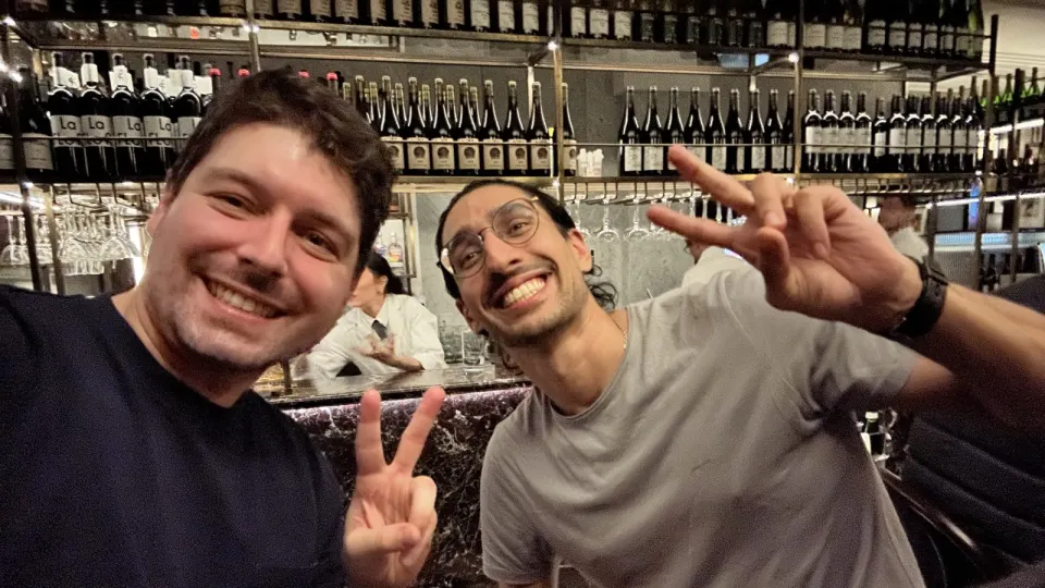 Team dinner at a wine bar
